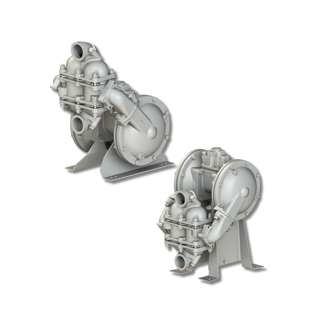 HDB2 and HDB50 Metallic AODD heavy-duty ball valve pumps, available in 2-inch (50 mm) sizes for industrial applications in challenging environments.