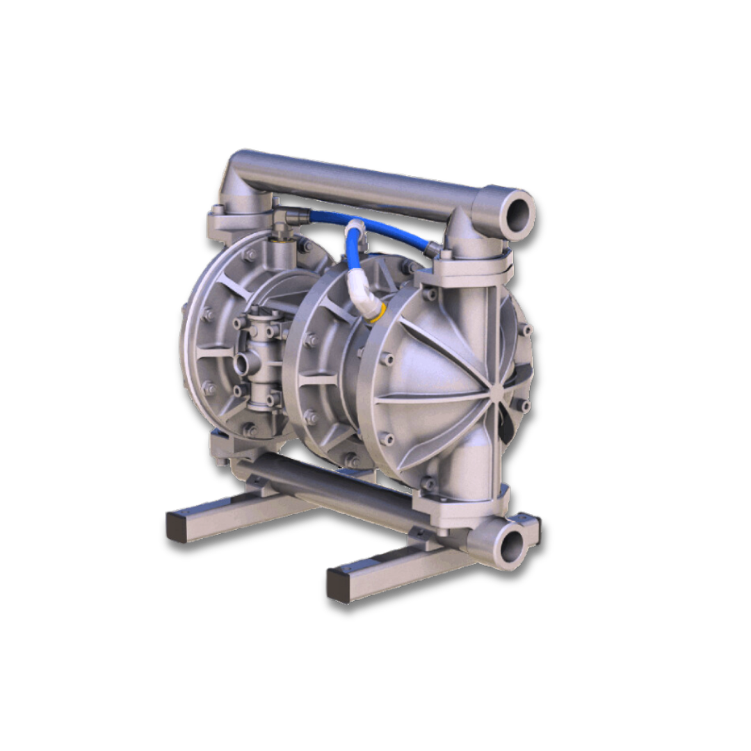 HP10 1-inch (25 mm) metallic high-pressure AODD pump with ball valve, designed for high-pressure fluid transfer in demanding industrial applications.
