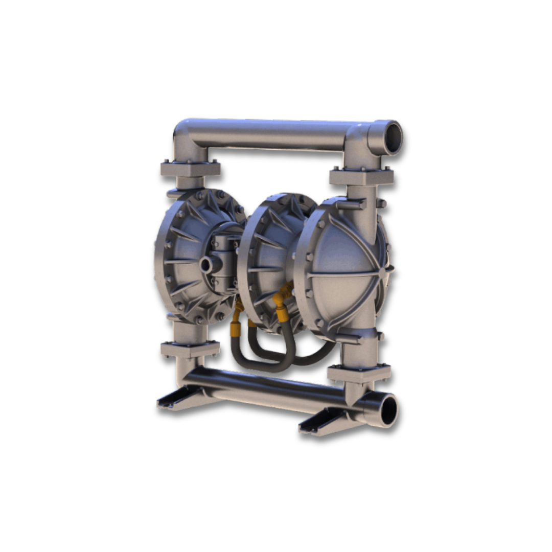 HP20 2-inch (50 mm) metallic high-pressure AODD pump with ball valve for reliable, high-pressure fluid handling in industrial settings.