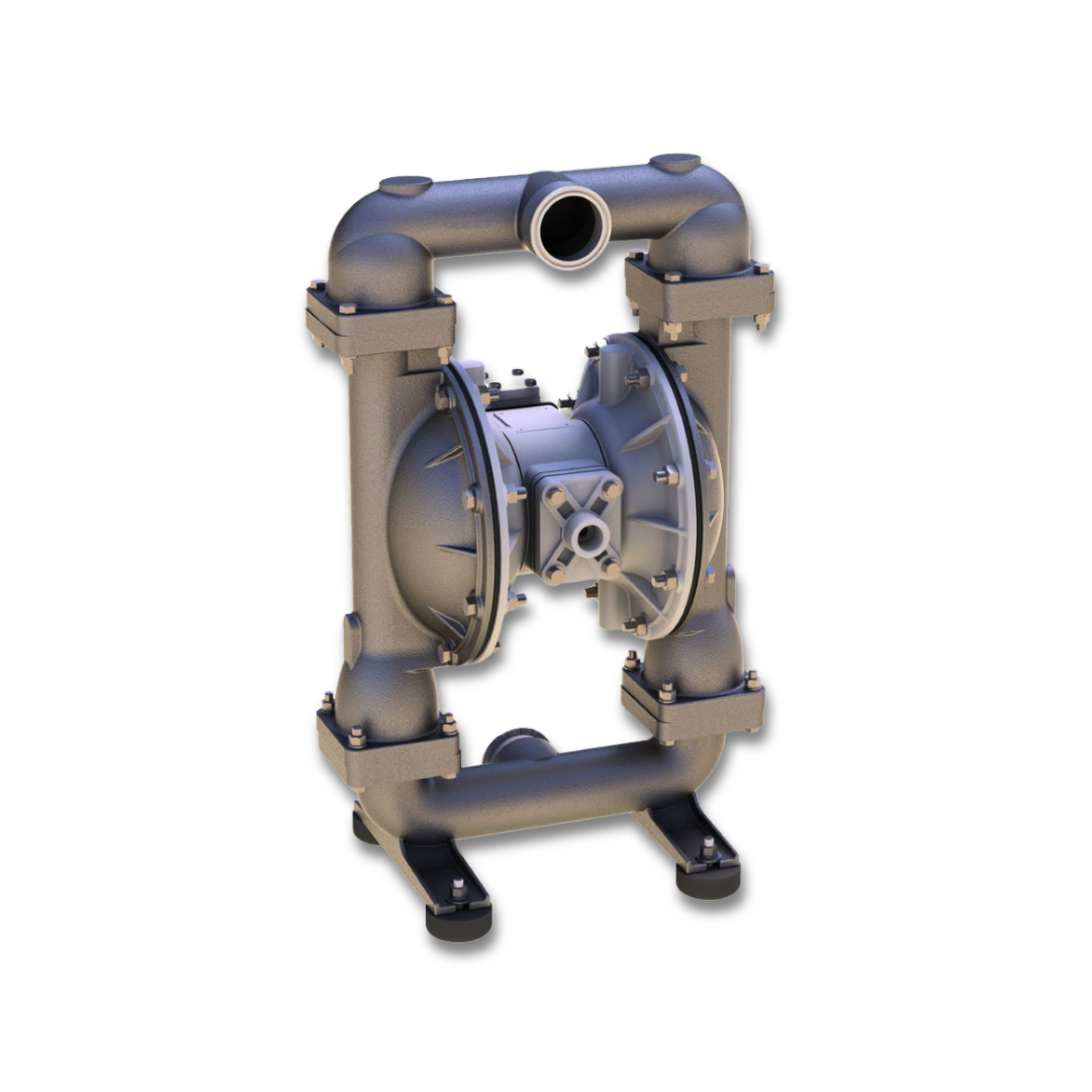 T20 Metallic AODD pump with a 2-inch (50 mm) ball valve, designed for standard-duty fluid transfer in industrial applications, ensuring reliable performance and durability.