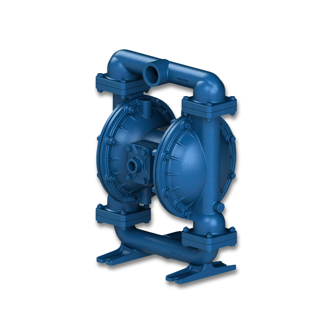 Durable S15 metallic AODD pump with a 1½” ball valve, designed for standard-duty fluid transfer in industrial applications