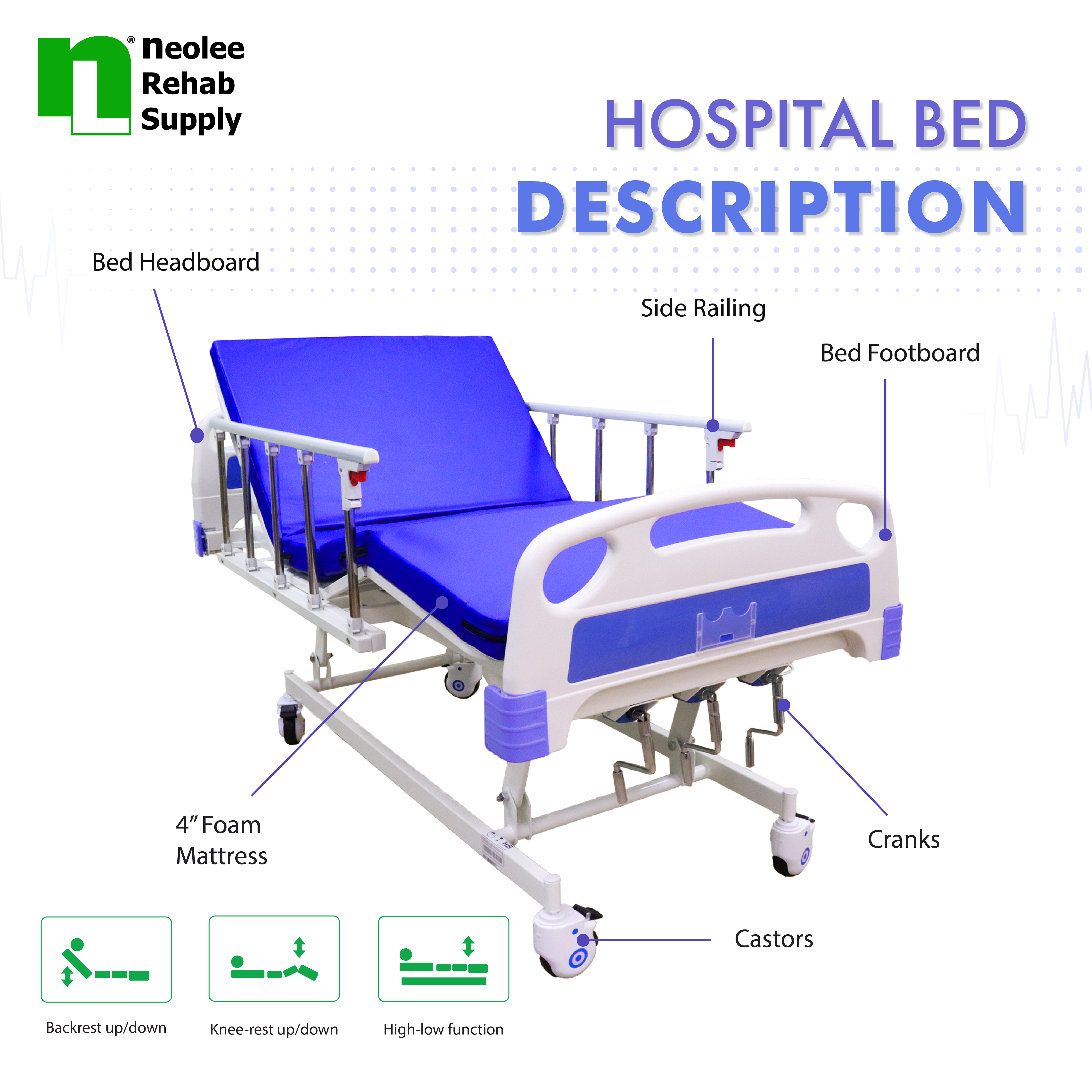 Neolee 3 Functions Hospital Homecare Bed Label