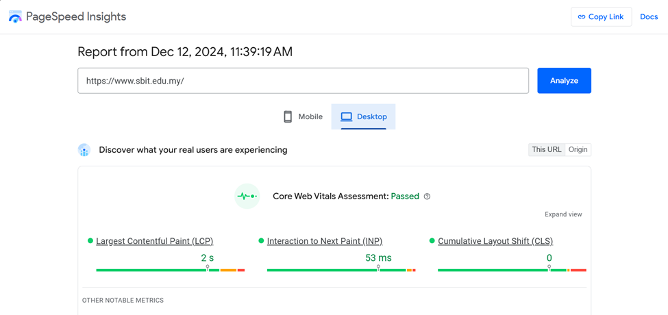 Google PageSpeed Insights 会测量多个关键的网页性能指标