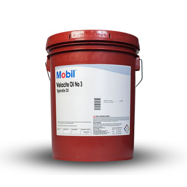 Mobil Velocite No. 3 spindle oil – ISO VG 2 lubricant for high-speed machine tools.