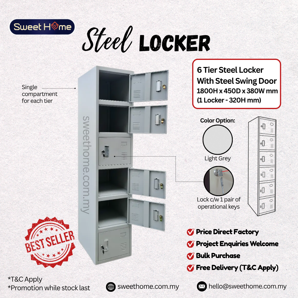 6 Compartment Steel Locker | Locker Besi Kilang Pejabat
