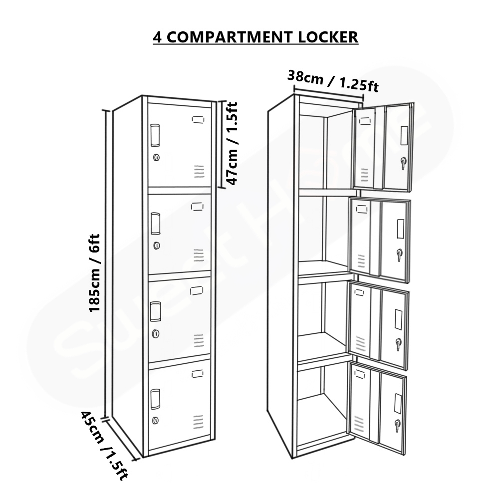 4 Compartment Steel Locker
