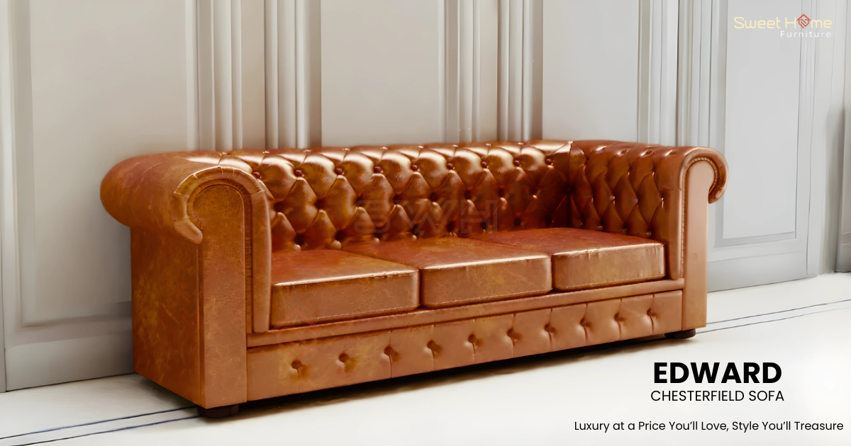 EDWARD Chesterfield Sofa   Synthetic Leather with Cowhide Look  1 3 Seaters