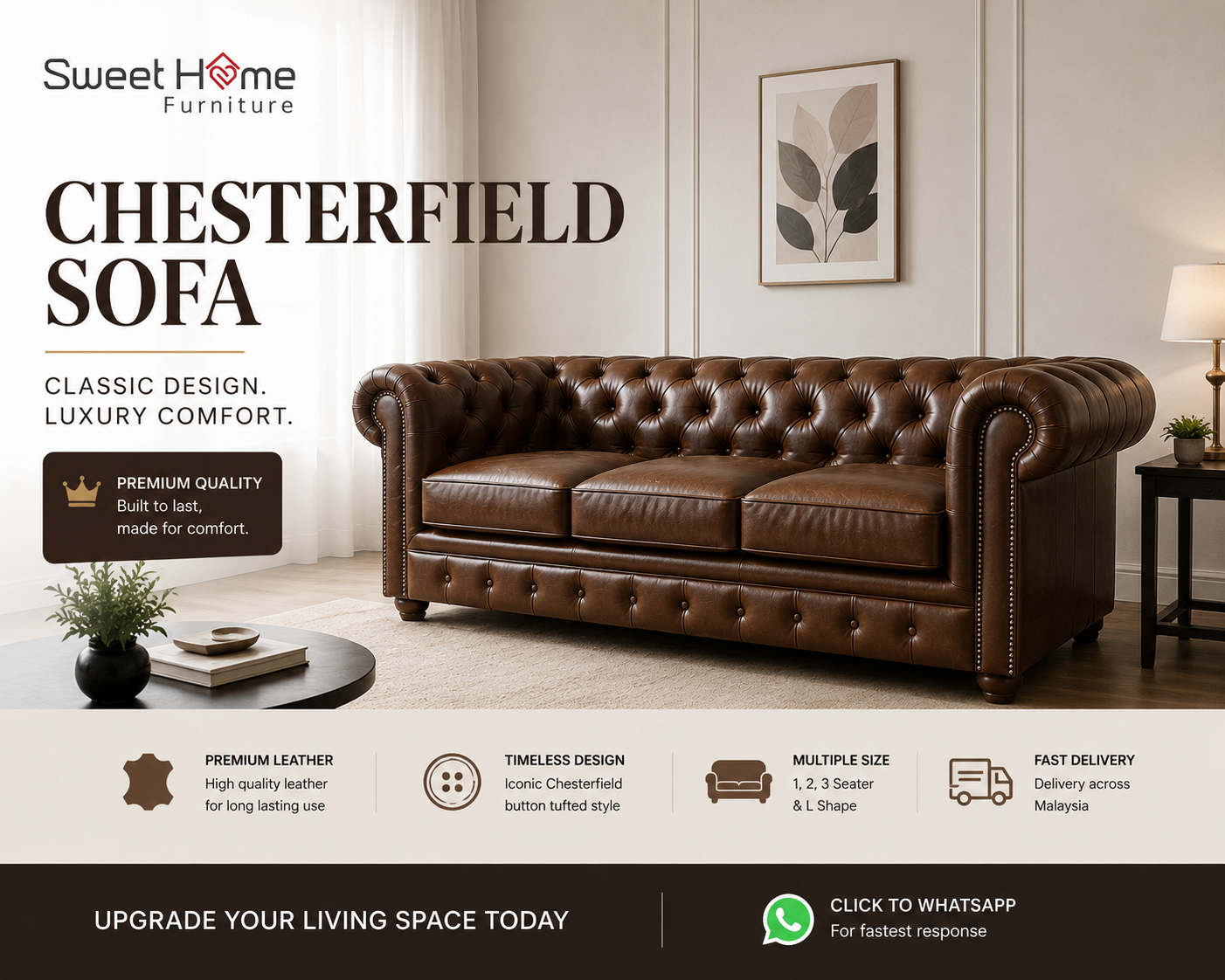 Premium Chesterfield Sofa Malaysia