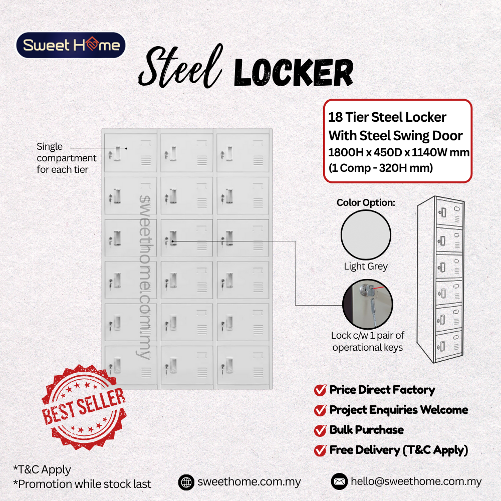 18 Compartment Steel Locker | For Office , School , Gym , Factory