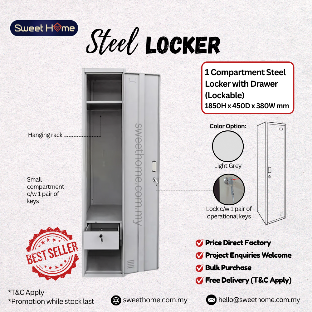 1 Compartment Steel Locker | Locker Baju Besi Asrama