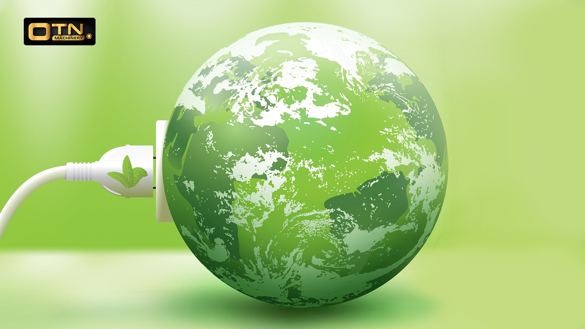 a green globe with a white plug represents save the environment