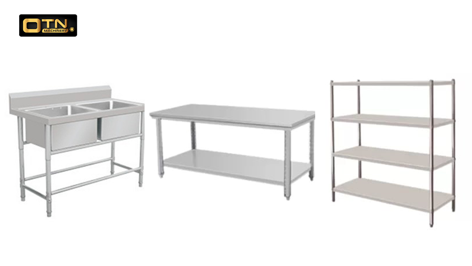 image of OTN Stainless Steel Sink, Stainless Steel Working Table, and Stainless Steel Rack