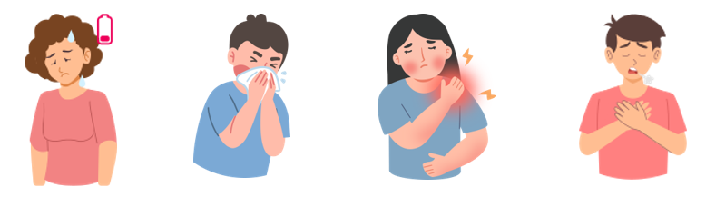 Fatigue, Flu, Muscle Ache, Shortness of Breath