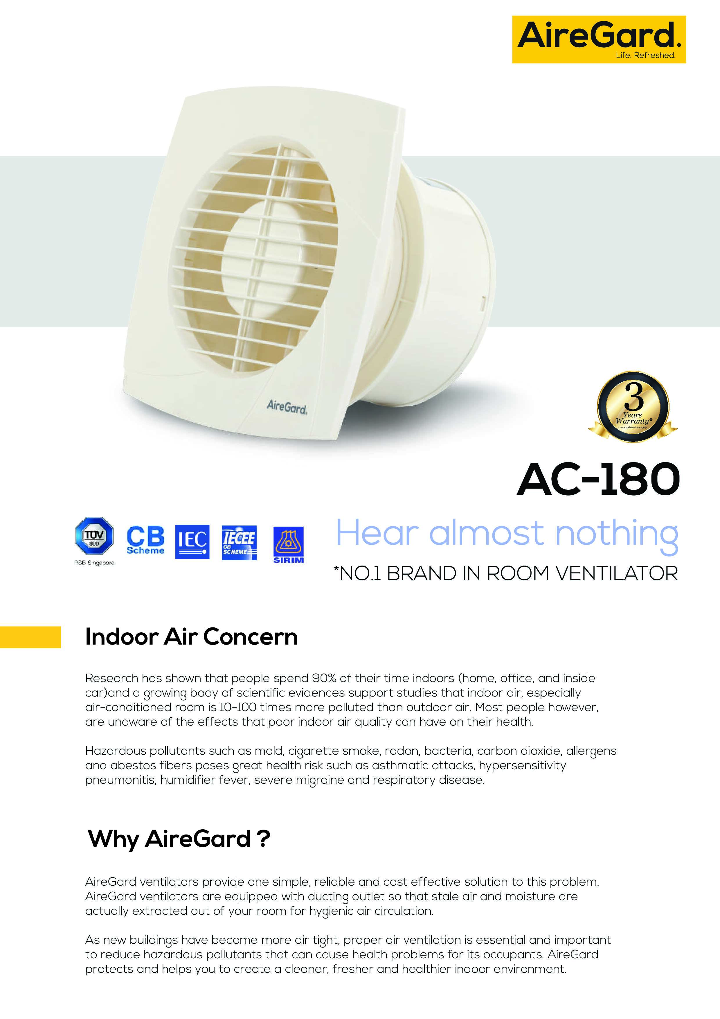 Airegard Air Ventilator Compact Series AC-180