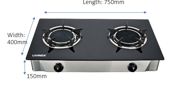 LIVINOX Gas Cooker 2 Burners 3.0KW LGS-802IR