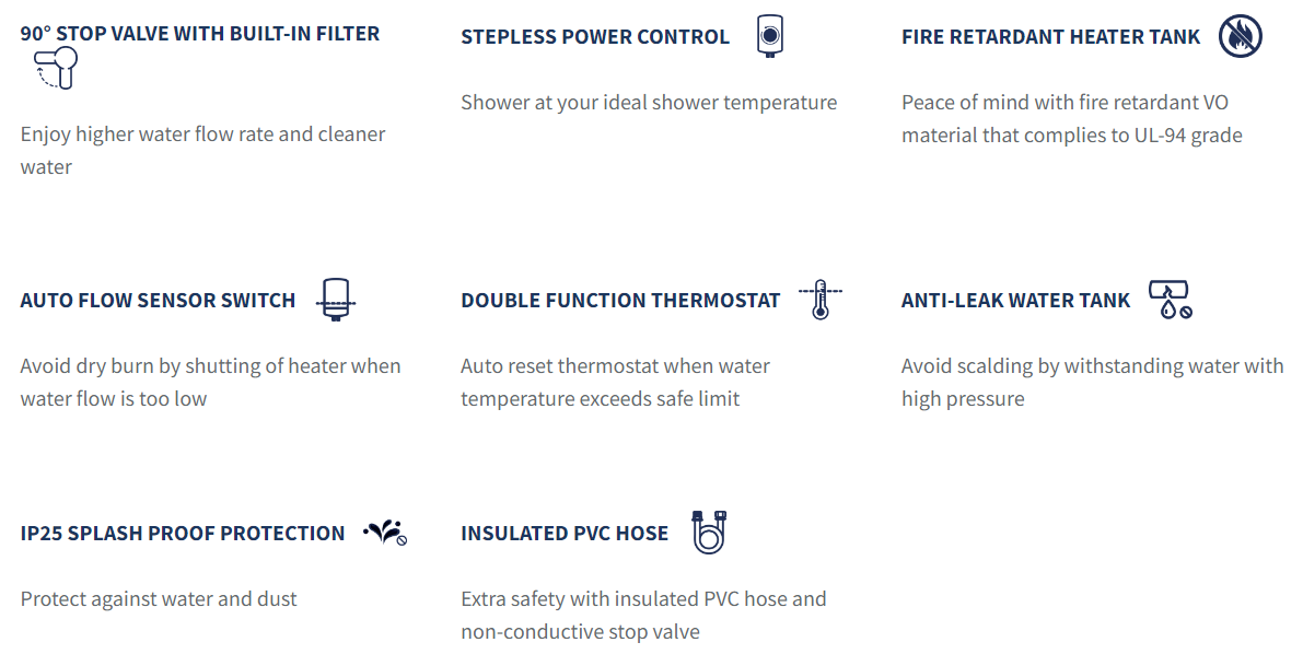 FUJIOH Water Heater Instant with Hand Shower FZ-WH5038N