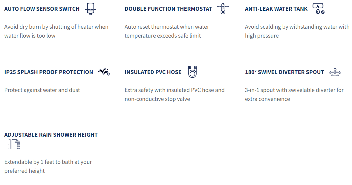 FUJIOH Water Heater Instant With Rain Shower and Direct Pump FZ-WH5038DR