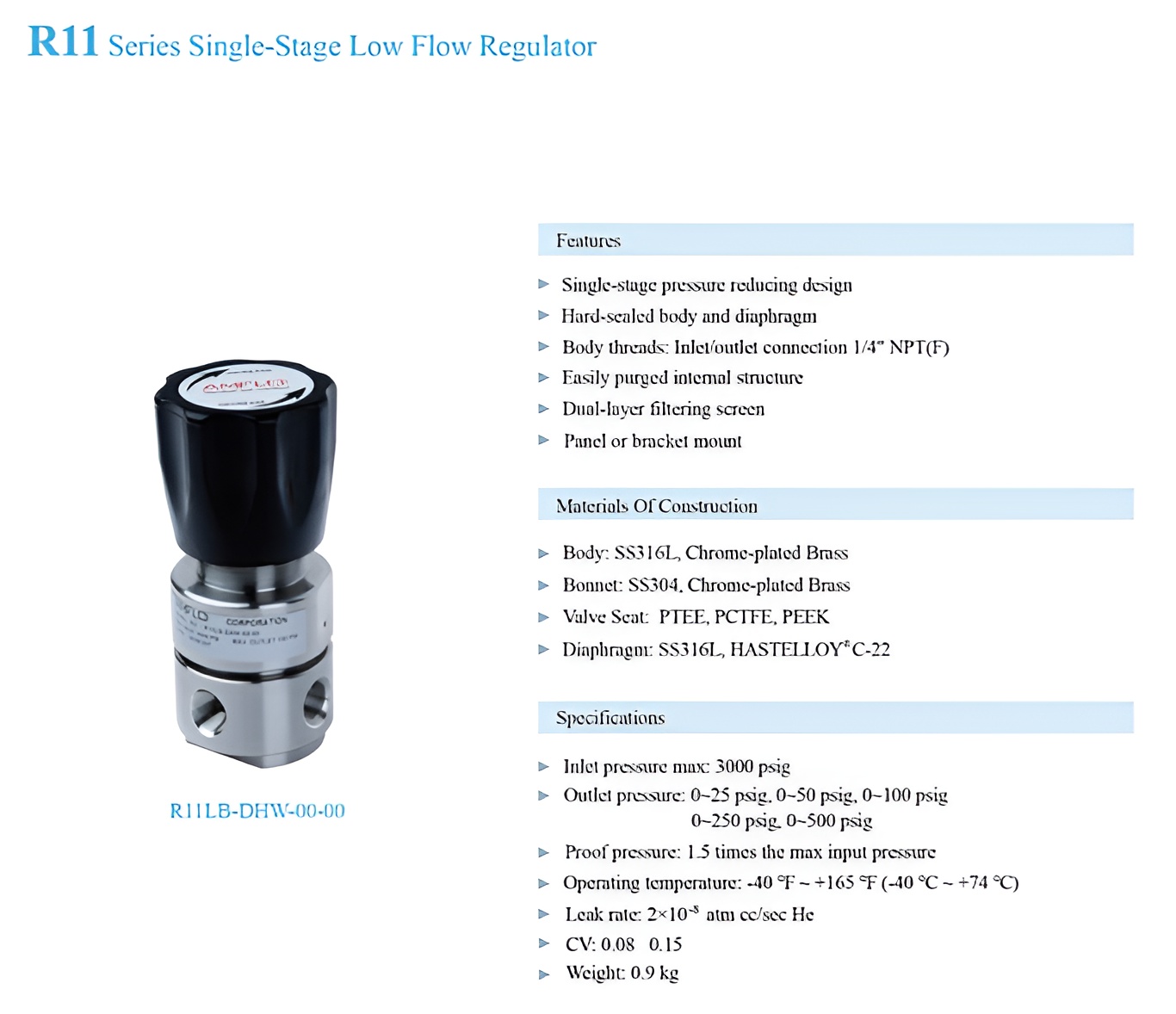 R11 SPECIALTY GAS PRESSURE REGULATOR SUPPLIER MALAYSIA