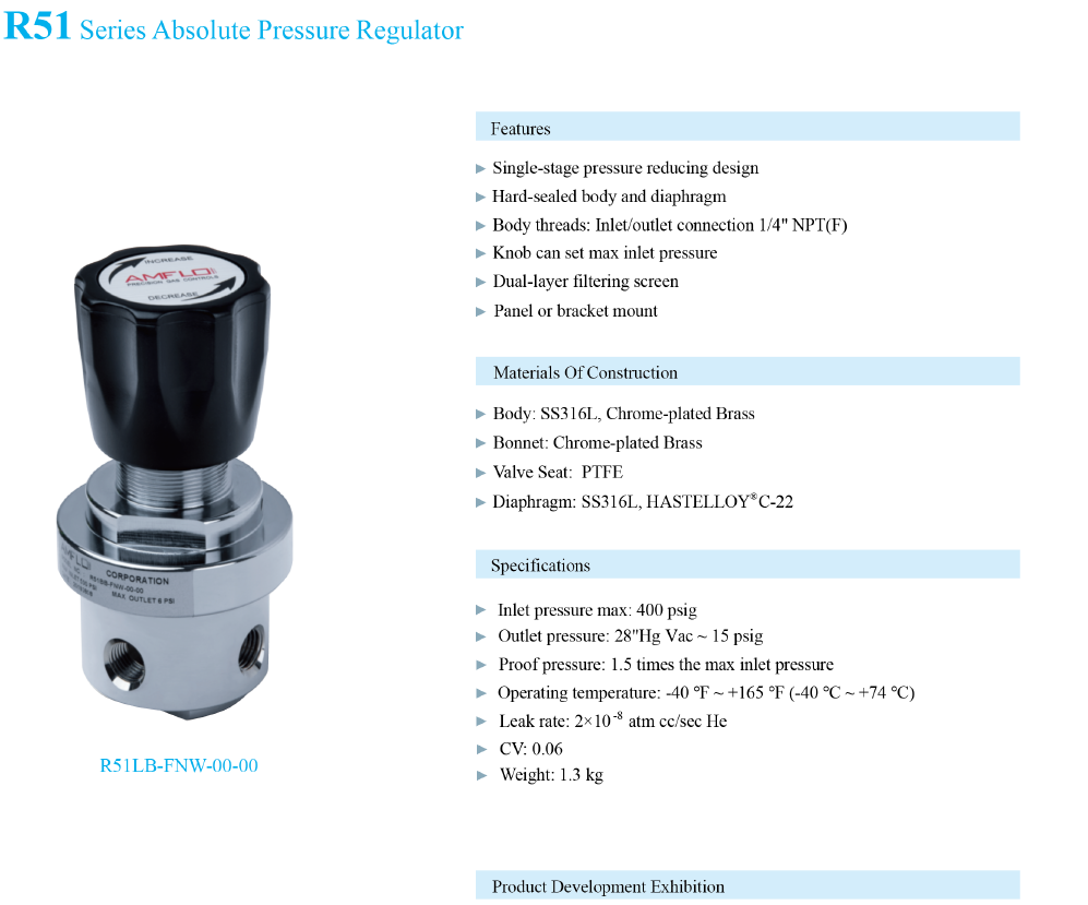 R51 Absolute Pressure Gas Pressure Regulator Supplier Malaysia