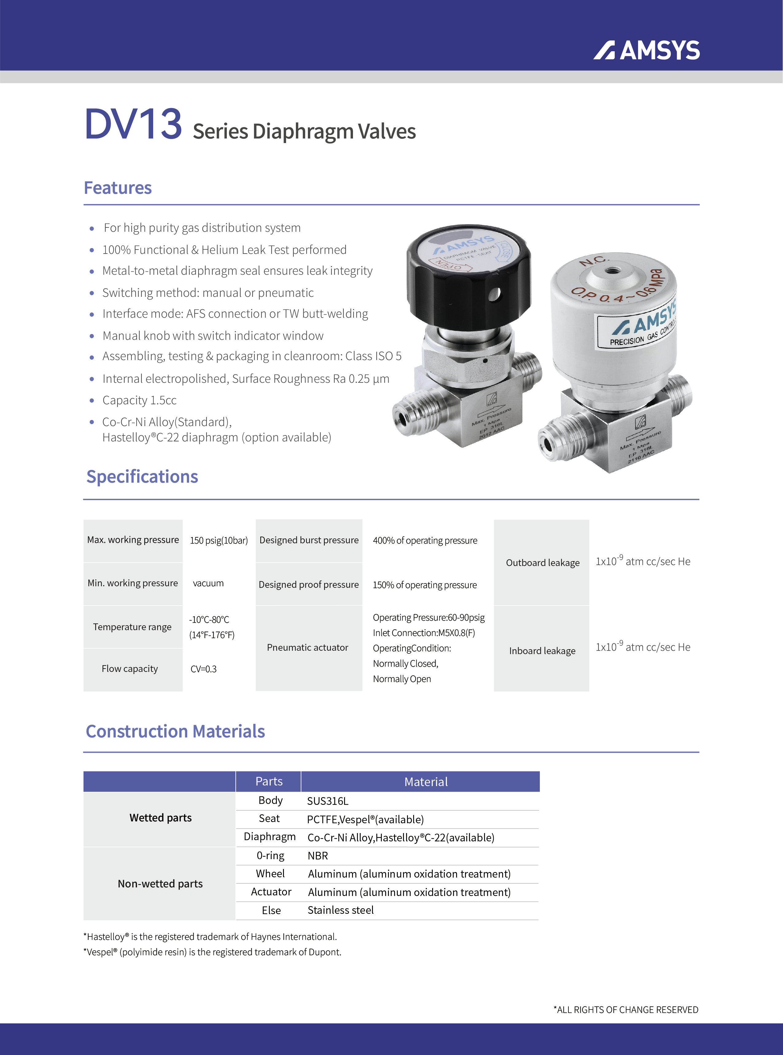 UHP Diaphragm Valves Supplier Malaysia DV13