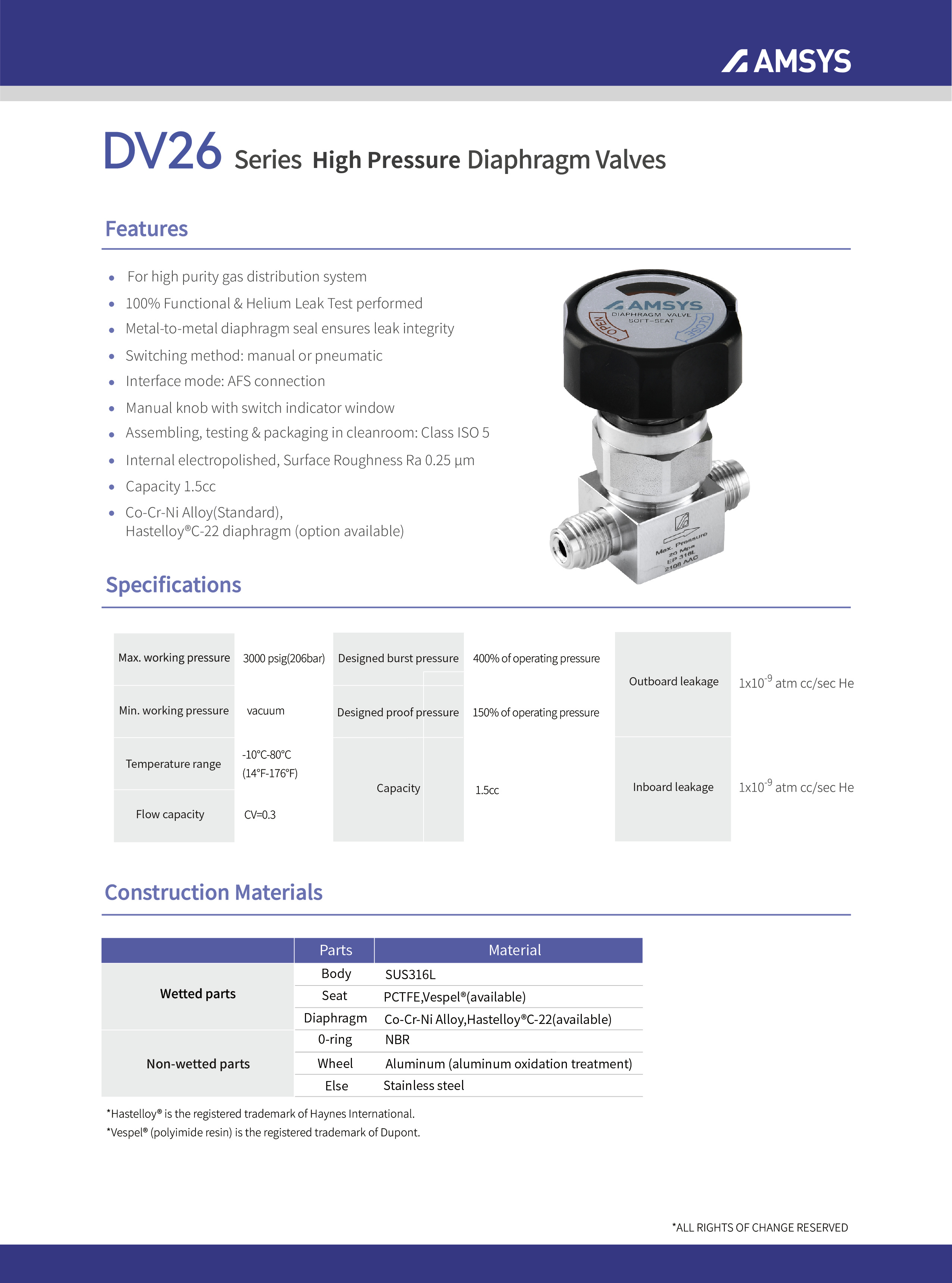 UHP Diaphragm Valves Supplier Malaysia DV26