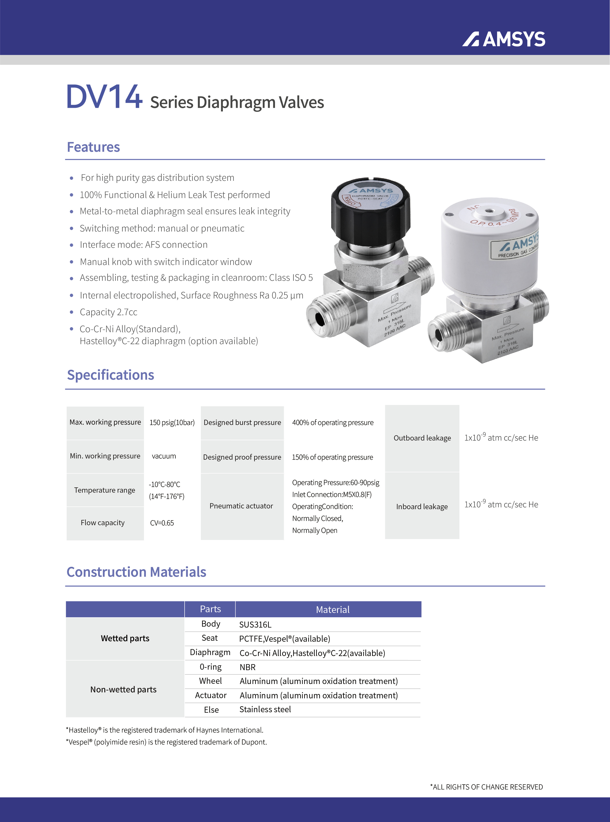 UHP Diaphragm Valves Supplier Malaysia DV14