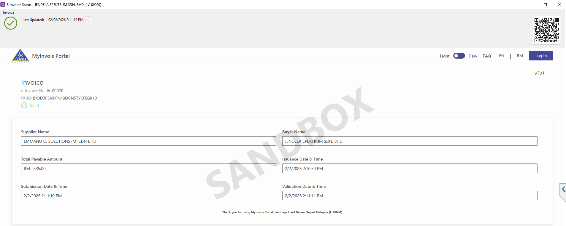 LHDN Portal Validation