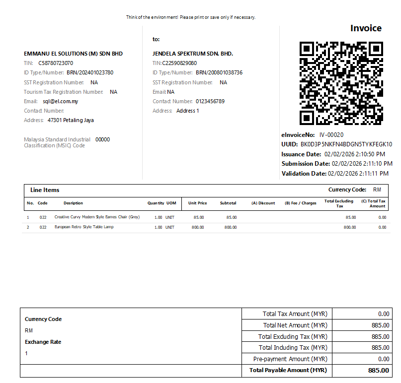 Invoice with QR Code