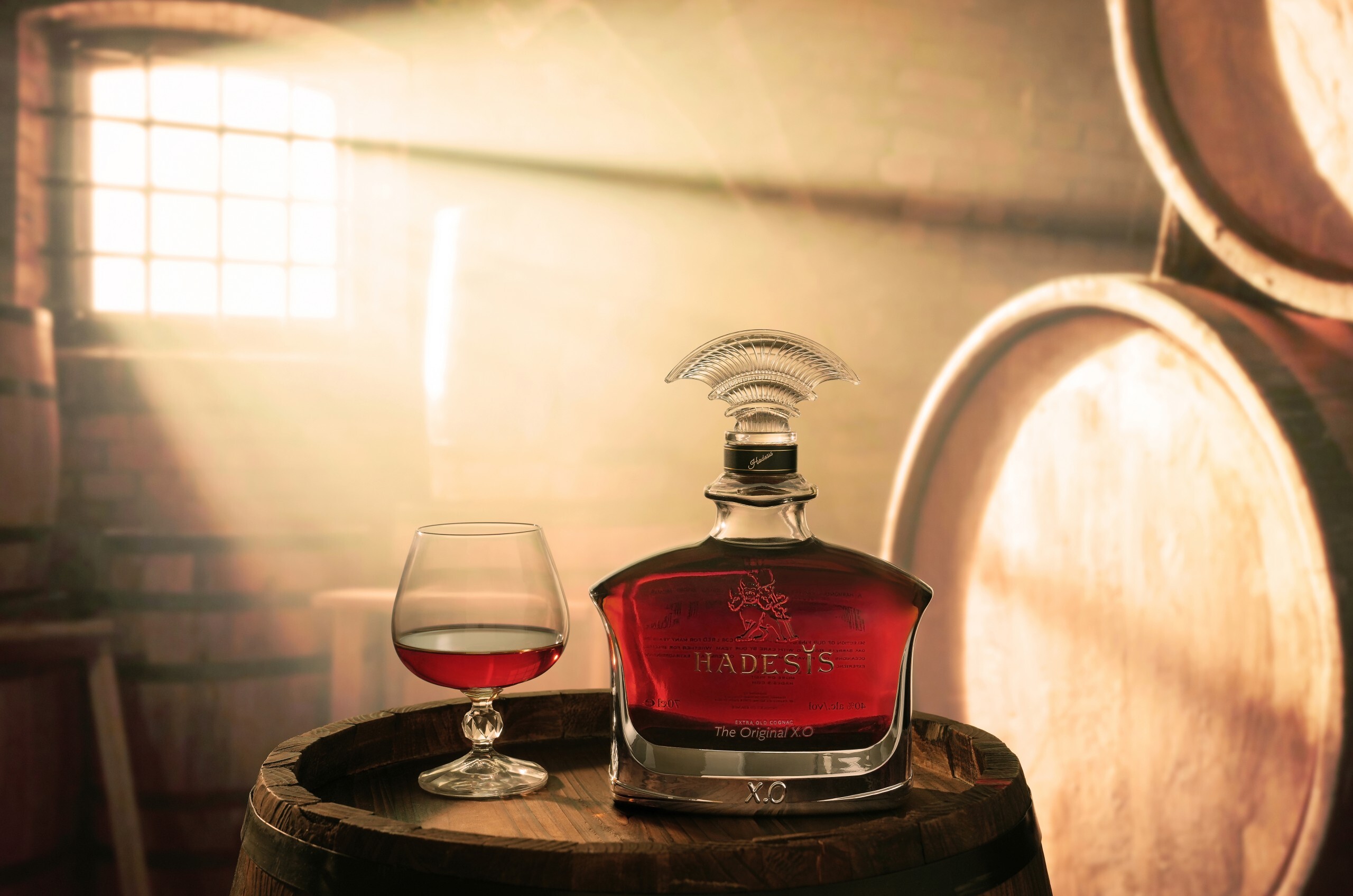 Hadesis Cognac X.O with Glass and Barrels