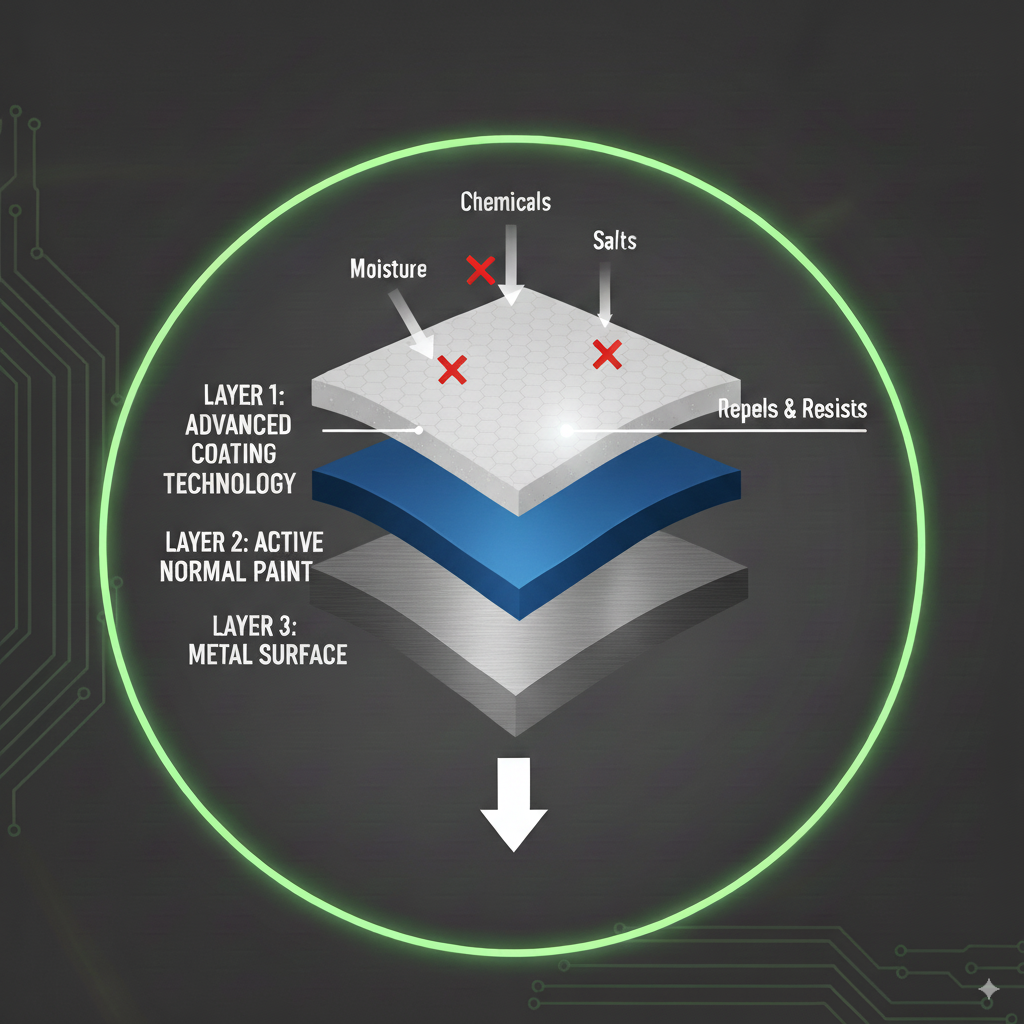 Diagram showing the protective layers of our advanced coating technology.