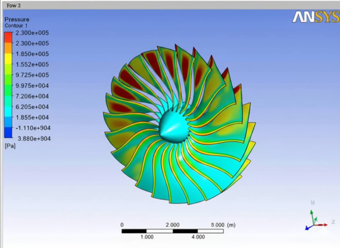 CFD velocity contour of fan blade