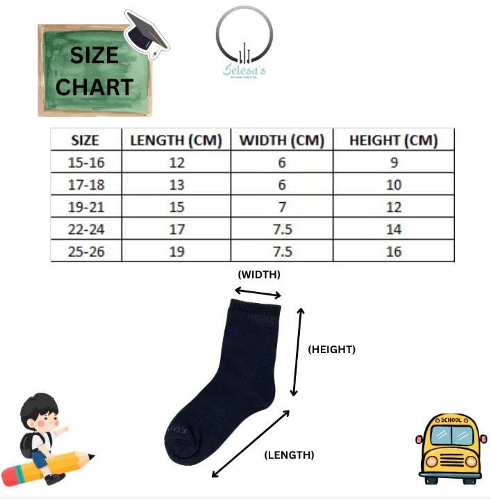 Back to School Size Chart