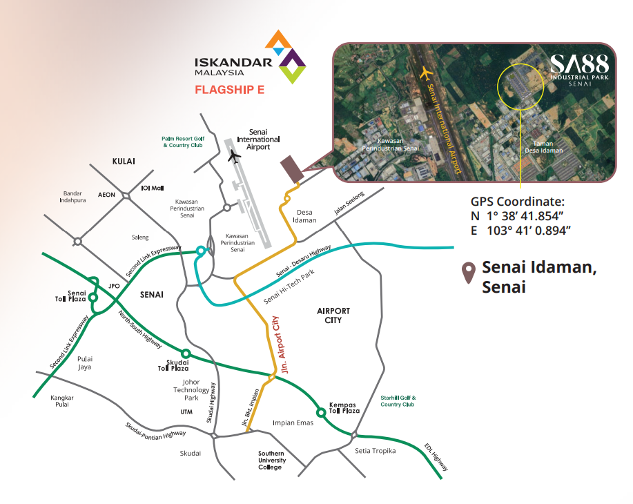 SA88 Industrial Park location map in Senai Johor