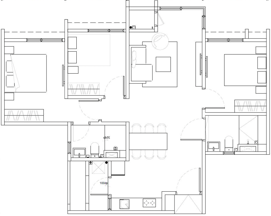 The Vividz Type C floor plan 915sf 3 bedrooms
