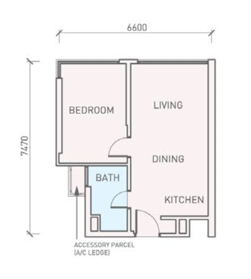 Florian Residences Type A Floor Plan 495 sqft
