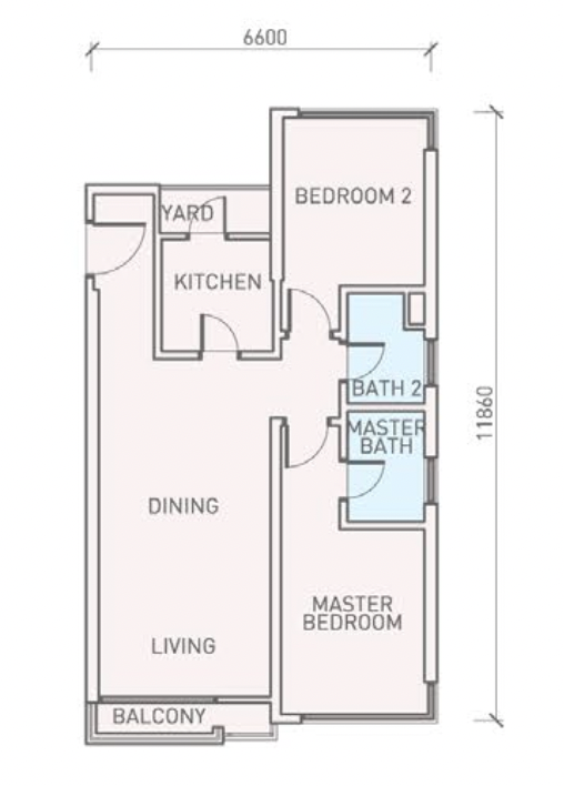 Florian Residences Type B2 Floor Plan 799 sqft