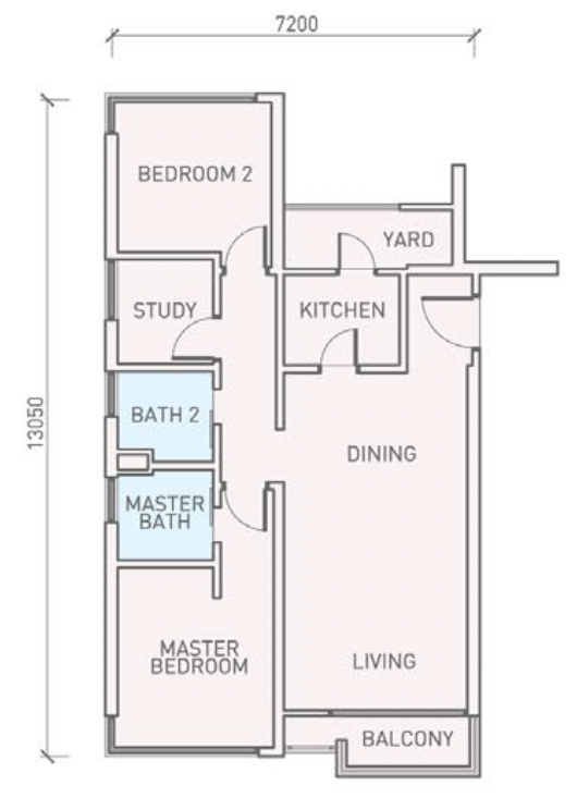 Florian Residences Type C1 Floor Plan 925 sqft