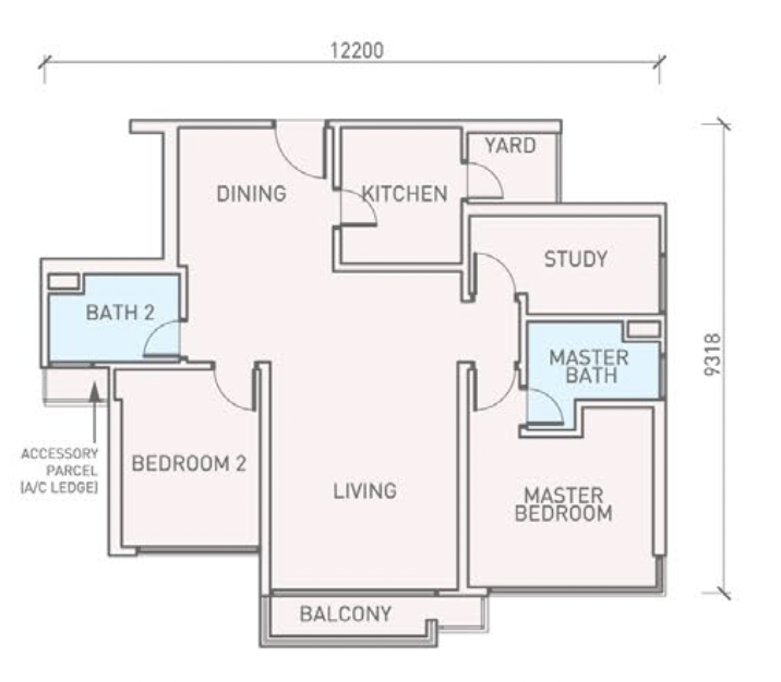 Florian Residences Type D1 Floor Plan 1071 sqft