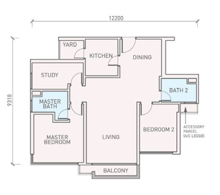 Florian Residences Type D1M Floor Plan 1071 sqft