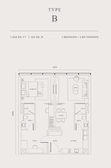 CloutHaus Type B Floor Plan