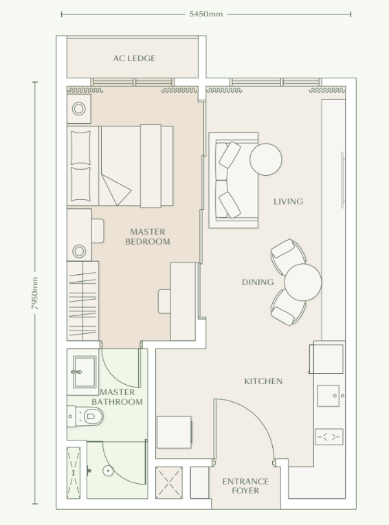 Parkside Residences Type A ����ͼ 485 sqft