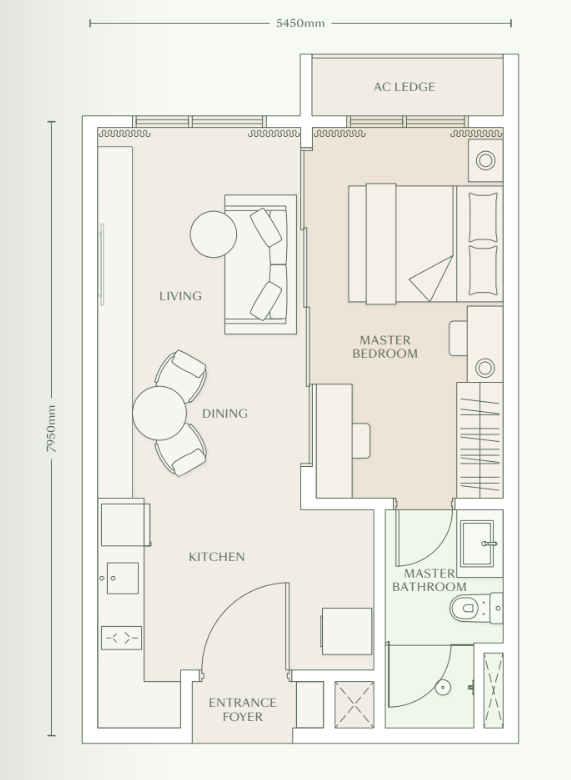 Parkside Residences Type A1 ����ͼ 485 sqft