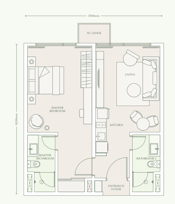 Parkside Residences Type B ����ͼ 689 sqft