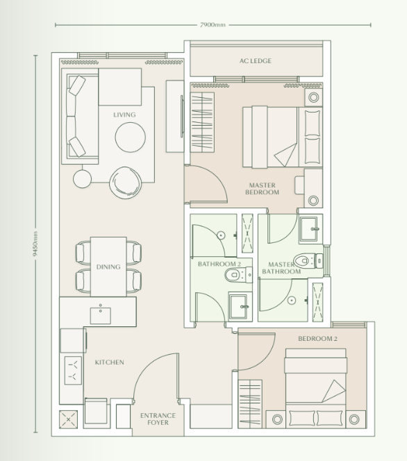 Parkside Residences Type C3 ����ͼ 732 sqft