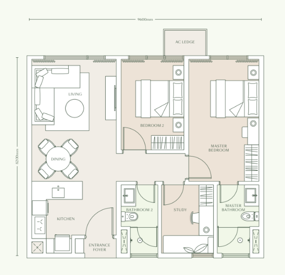 Parkside Residences Type D1 ����ͼ 872 sqft