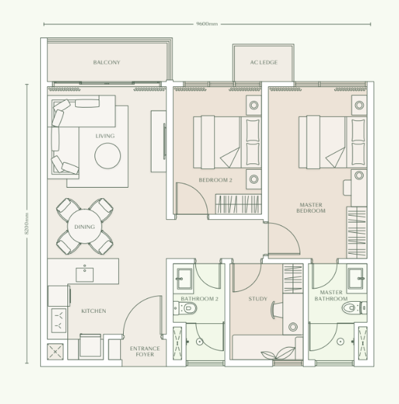 Parkside Residences Type D2 ����ͼ 926 sqft