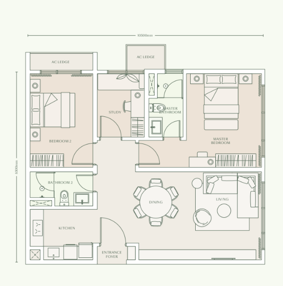 Parkside Residences Type D3 ����ͼ 1012 sqft
