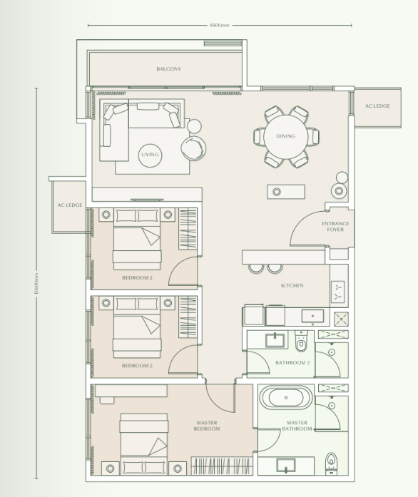 Parkside Residences Type E1 ����ͼ 1260 sqft