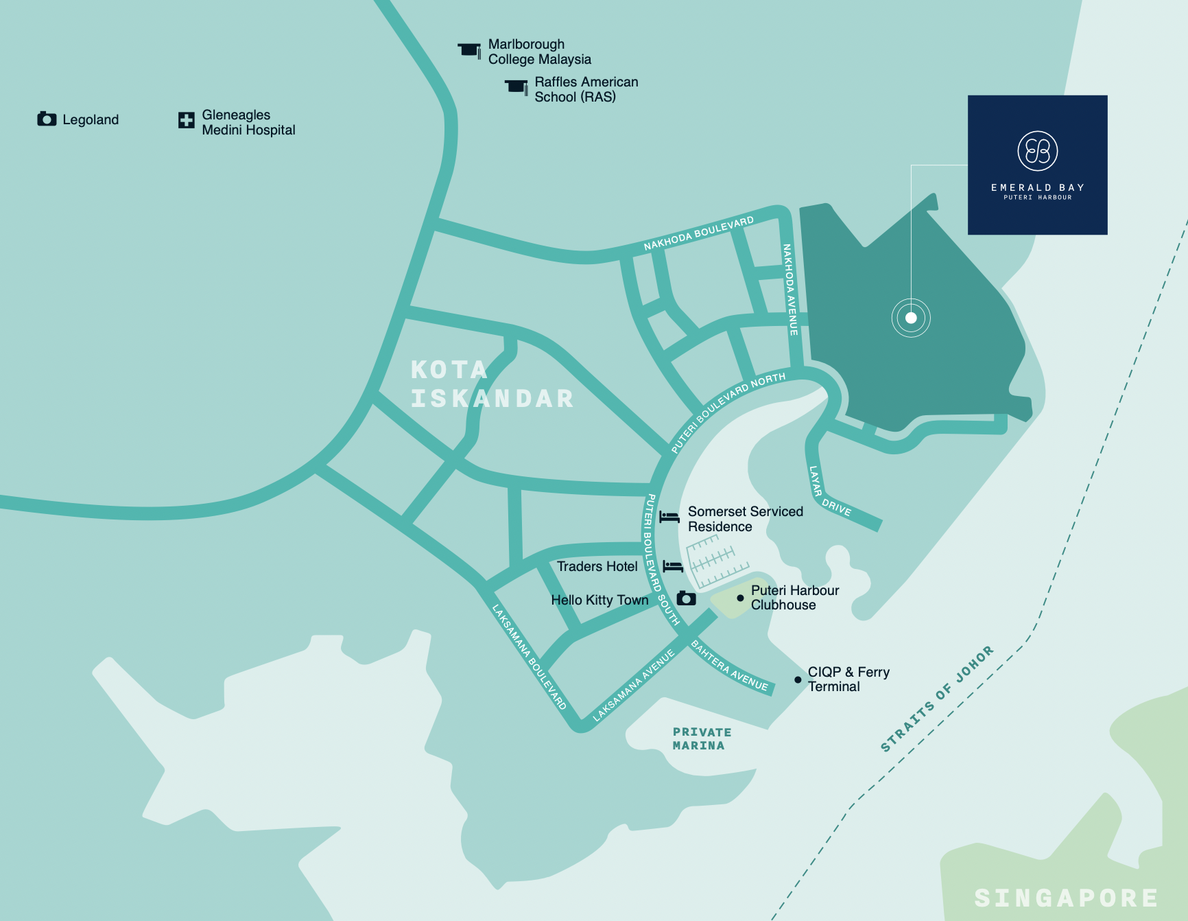 Emerald Bay Puteri Harbour Location Map