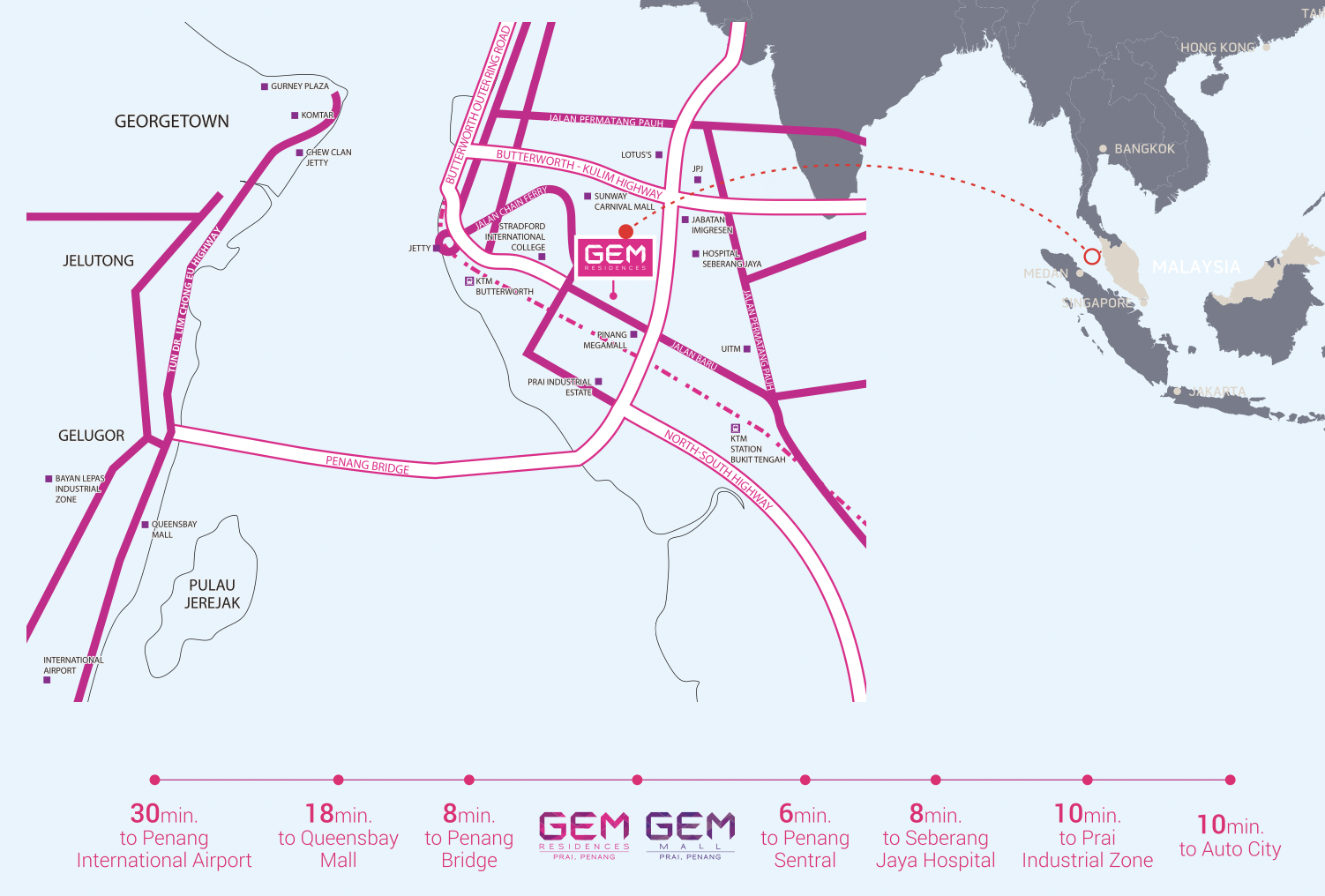 GEM Residences Location Map in Prai Penang